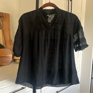 All Saints Etna Silk Cotton Black Blouse Top Size XXS Xs 00